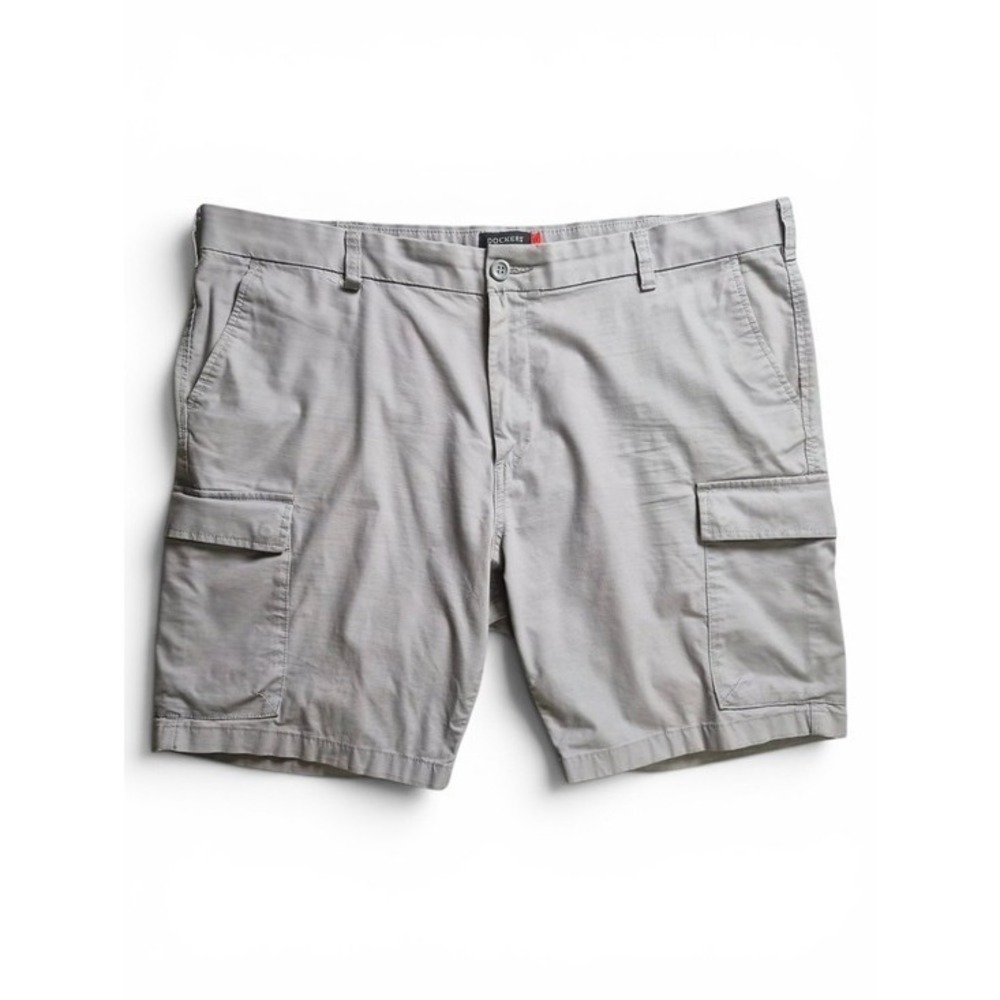 Dockers Men's Grey Stretch Cargo Shorts 40 Cotton Utility Pockets Casual Outdoor
